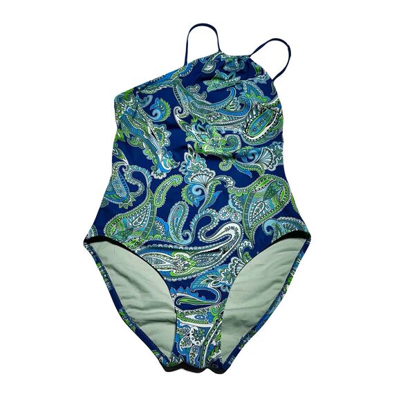 Boden One Shoulder One piece Swimsuit US Size 6 Paisley Print NWT - Picture 1 of 7